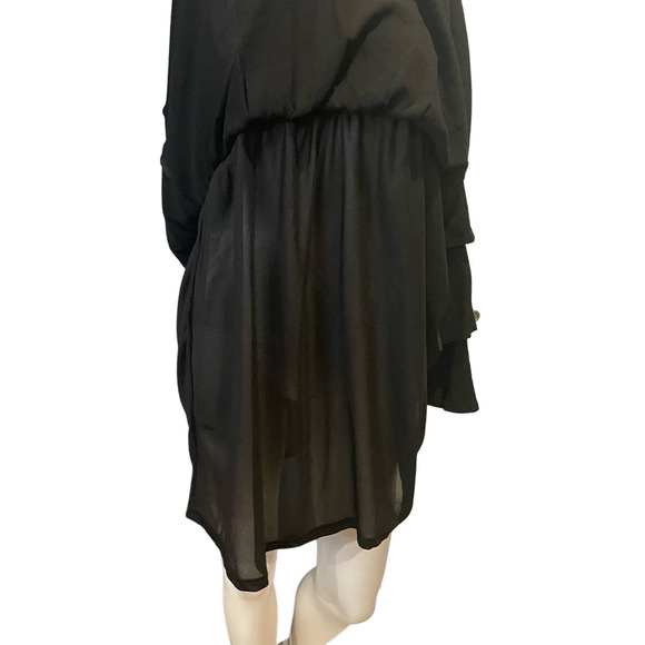 L Love Womens Flowy Dress Size S Black 100% Rayon Lined Lace-Up Neckline - Picture 5 of 11